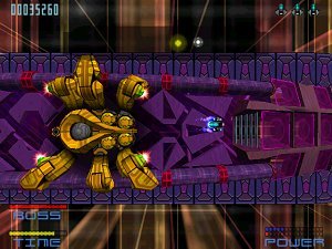 The first boss in Space Tripper is this beefy looking (but six legged) spider. Wait for him to open up and fry his insides with blue laser death.